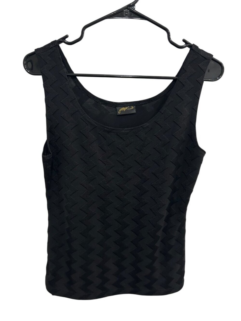 Gottex Womens Black Chevron Textured Sleeveless Tank Top Preppy Minimalist